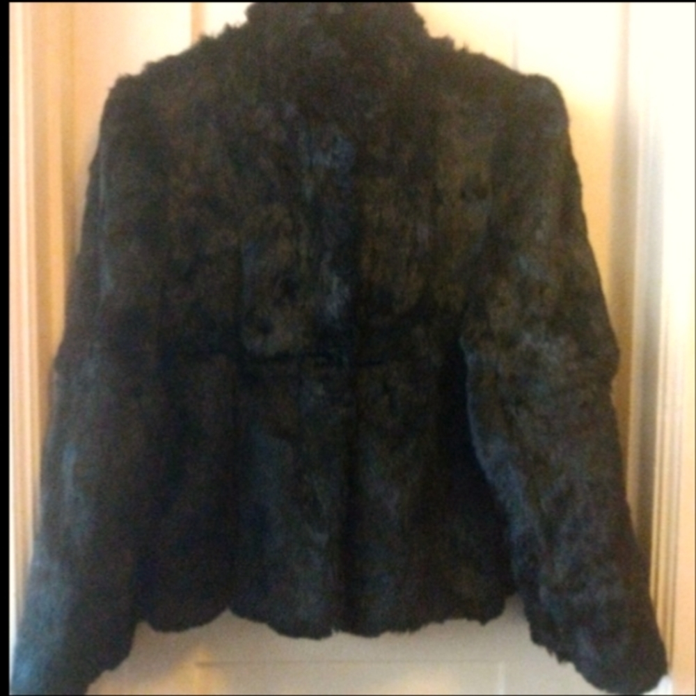 Black Authentic Rabbit Fur Bomber